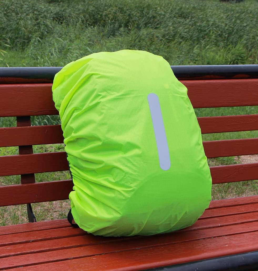 Varsel ryggsäck i blågrön nyans med vertikal reflex för säkerhet