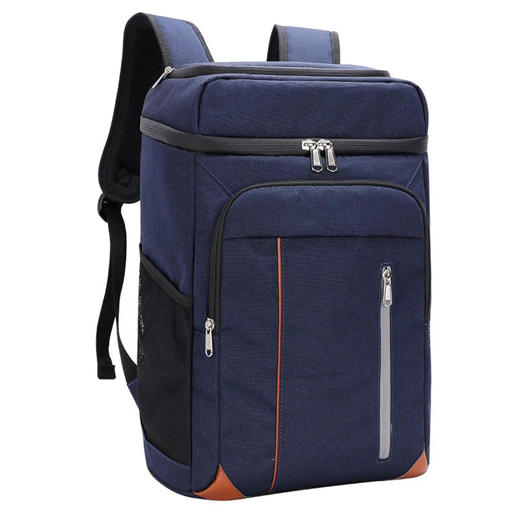 Blå kylryggsäck med flera fack och isolerad kylförvaring