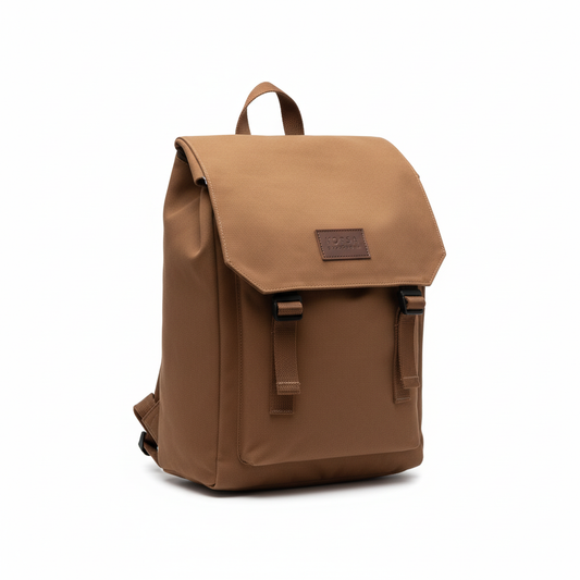 Korsa Stockholm black water-resistant nylon backpack with laptop compartment — packshot front