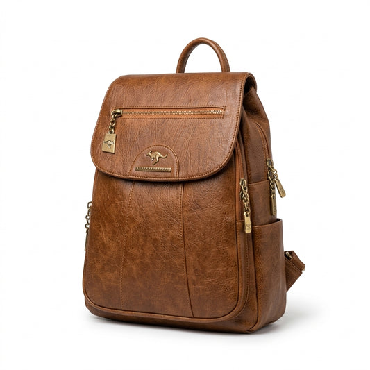 Korsa Stockholm vintage leather backpack for city and everyday — packshot front